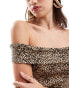 Stradivarius off the shoulder top in leopard print