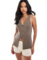 Фото #1 товара ASOS DESIGN knitted longline v waistcoat in dark taupe