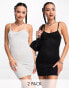 Фото #3 товара Daisy Street 2 pack ruched bust cami mini dress in grey and black