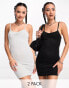 Фото #1 товара Daisy Street 2 pack ruched bust cami mini dress in grey and black