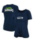 Фото #2 товара Women's College Navy Seattle Seahawks Slub T-shirt with Front Twist Knot