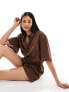 Фото #1 товара Esmee beach oversized beach playsuit in brown