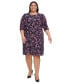 ფოტო #1 პროდუქტის Plus Size Floral 3/4-Sleeve Jersey Dress