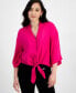 Petite Tie-Front Blouse, Created for Macy's