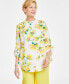 ფოტო #1 პროდუქტის Women's 100% Linen Floral-Print Woven Tab-Sleeve Tunic, Created for Macy's