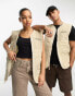 Columbia Doverwood crinkle fabric unisex quilted liner gilet in beige Exclusive at ASOS