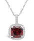 Фото #1 товара Macy's garnet (2-3/4 Ct. T.W.) and Diamond (1/4 Ct. T.W.) Halo Pendant Necklace in 14K White Gold