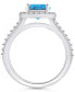 ფოტო #3 პროდუქტის Blue Topaz (2-3/8 ct. t.w.) and Diamond (1/2 ct. t.w.) Halo Ring in 14K White Gold