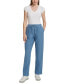 Women's Crepe Gauze Relaxed Straight-Leg Drawstring-Waist Pants