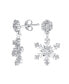 ფოტო #1 პროდუქტის Winter Holiday Party CZ Cubic Zirconia Christmas Flower Frozen Snowflake Dangle Earrings For Women Teen .925 Sterling Silver
