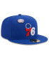 Men's Royal Philadelphia 76ers Chain stitch Logo Pin 59FIFTY Fitted Hat