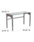 Фото #6 товара Contemporary Clear Tempered Glass Desk With Geometric Sides And Silver Frame