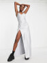 Фото #4 товара COLLUSION seam detailed satin maxi dress in silver