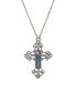 ფოტო #1 პროდუქტის Symbols of Faith Glass Blue Cross Necklace