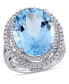 ფოტო #1 პროდუქტის Blue Topaz (22 ct. t.w.) and Diamond (7/8 ct. t.w.) Double Halo Ring in 14k White Gold