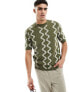 Фото #1 товара ASOS DESIGN knitted crew neck t-shirt in textured khaki wiggle pattern