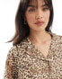 Y.A.S sheer open neck chuck on shirt in leopard print