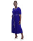 ფოტო #6 პროდუქტის Women's Contrast-Trim Short-Sleeve Midi Dress