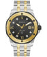 ფოტო #1 პროდუქტის Men's Marine Star Diamond Accent Two-Tone Stainless Steel Bracelet Watch 44mm