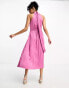 Фото #6 товара Little Mistress high neck midi dress in pink