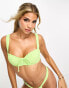 Фото #2 товара Boux Avenue amalfi eyelet balconette bikini top in lime