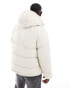 Jack & Jones hooded puffer jacket in off white