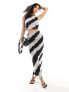 New Look mesh tie dye midi skirt co-ord in black stripe