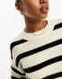 JDY knitted crew neck jumper in cream stripe