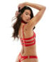 Фото #4 товара Hunkemoller Valentines Clementine lace and mesh strappy thong with hardwear detail in red