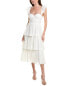 Rachel Parcell Corset Pleated Midi Dress Women's White 12