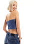 Dr Denim Willow handkerchief denim tube top in pebble mid stonewash