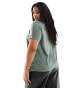 Vero Moda Curve v-neck t-shirt in khaki