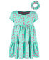 ფოტო #1 პროდუქტის Toddler Girls Doodle Daisies Floral-Print Tiered Dress With Scrunchie, Created for Macy's