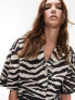 Topshop co-ord short sleeve zebra print shirt in monochrome