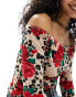 Фото #4 товара Miss Selfridge bardot top in animal rose print