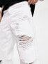 Фото #2 товара ASOS DESIGN baggy jeans with heavy rips in white