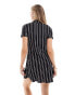 Фото #4 товара ASOS DESIGN short sleeve button through mini dress in black stripe