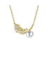 ფოტო #2 პროდუქტის 14k Gold Plated Sterling Silver with Cubic Zirconia & Faux Pearl Fern Leaf Pendant Necklace