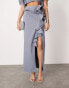 ASOS EDITION ultimate raw edge ruffle maxi skirt co-ord in blue BLAU, 34 - фото #2