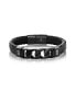 ფოტო #1 პროდუქტის Stainless Steel Genuine Leather Curb Link CZ Bracelet