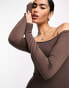 Фото #4 товара ASOS DESIGN seamless off shoulder long sleeve bodysuit in Chocolate