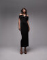 Topshop V front detail bardot maxi dress in black