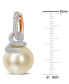 ფოტო #3 პროდუქტის Cultured South Sea Pearl (10mm) & Diamond (1/2 ct. t.w.) Swirl Huggie Hoop Earrings in 14k Gold