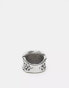 Фото #4 товара ASOS DESIGN waterproof stainless steel signet ring with vintage design in burnished silver