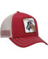 Men's Red, Natural Goat Beard Trucker Adjustable Hat