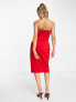 Lavish Alice bandeau bow detail wrap midi dress in red