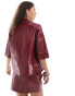 Фото #3 товара Something New Corpcore leather look oversized shirt co-ord in fired brick red