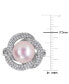 Pink Cultured Freshwater Pearl (10-1/2mm) & Cubic Zirconia Love Knot Statement Ring in Sterling Silver