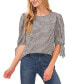 Фото #1 товара Women's Gingham 3/4 Tie-Sleeve Crew Neck Blouse