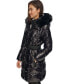 Фото #5 товара Women's Belted Faux-Fur-Trim Hooded Puffer Coat